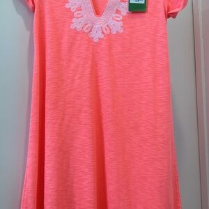 Lilly Pulitzer Coral Dress with White Embroidery